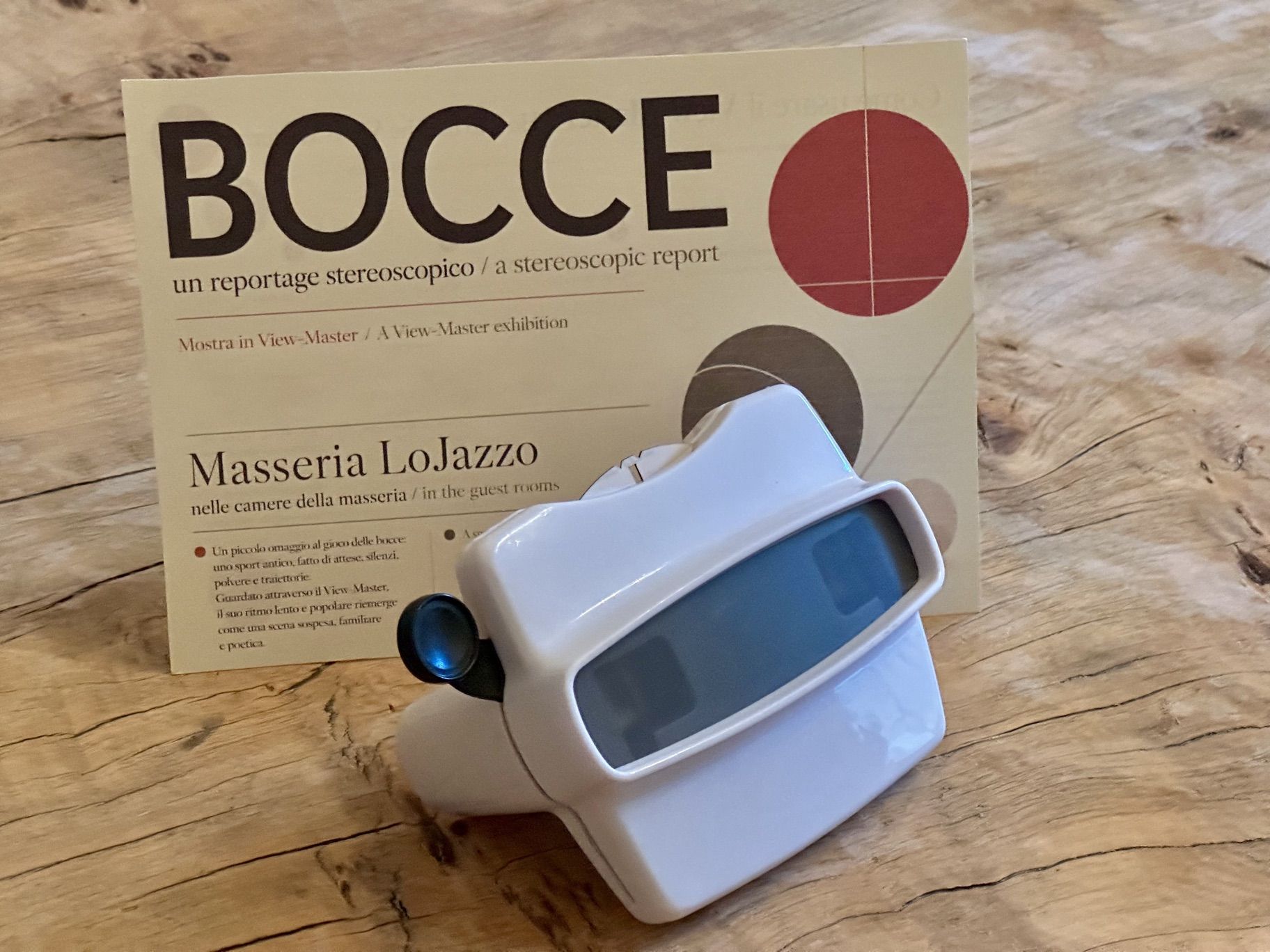 The View-Master in the room, in front of the Bocce card