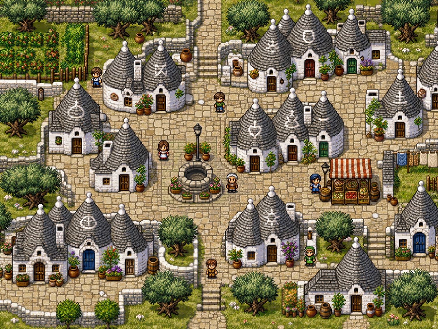 Controra, il borgo di trulli in pixel art